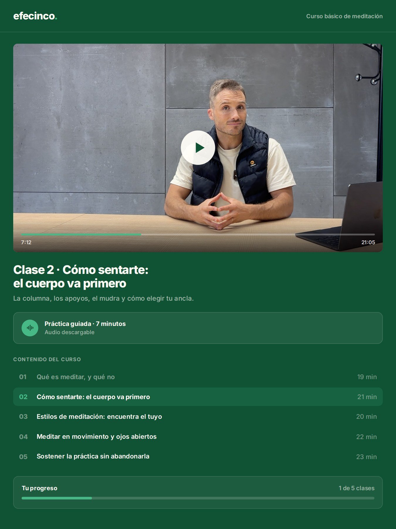 El curso visto en la tablet